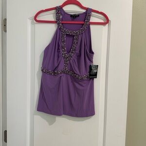NWT Boston Proper Purple Embellished Halter Top